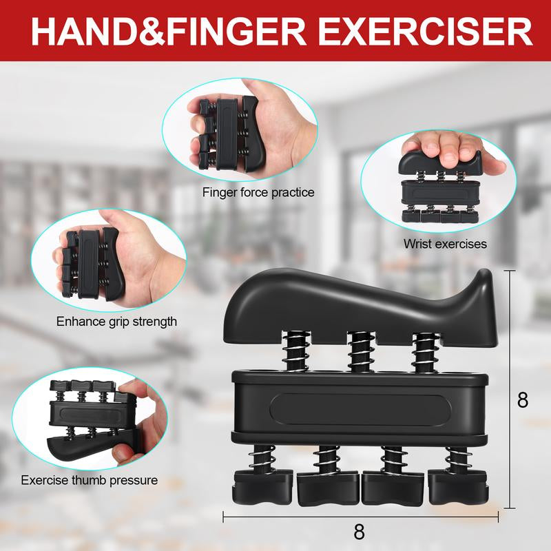 Grip Strength Trainer Kit (5 Pack), Including Finger Exerciser, Hand Grip Strengthener, Hand Extension, Stress Relief Ball, and Forearm Workout Ring