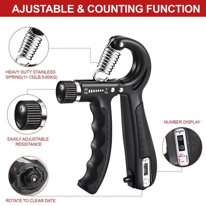 Grip Strength Trainer Kit (5 Pack), Including Finger Exerciser, Hand Grip Strengthener, Hand Extension, Stress Relief Ball, and Forearm Workout Ring